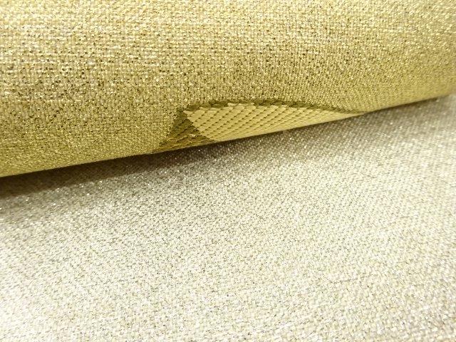  霞に茶碗模様織り出し　袋帯